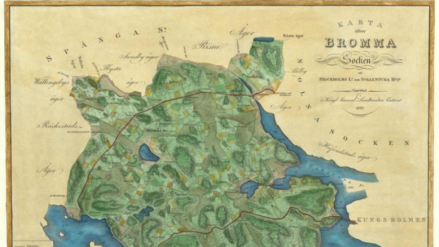 Kongl. General Landtmäteri Contoirets karta över Bromma socken från 1829. På kartan markeras Beckomberga torp cirka 200 m västnordväst om Beckomberga gård.